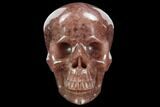 Realistic, Carved Strawberry Quartz Crystal Skull #127571-1